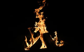 Картинка костер, пламя, разное, ночь, пожар, древесина