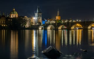 Картинка ночной город, Прага, город