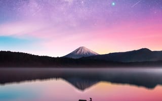 Картинка Млечный путь, гора Фудзи, пейзажи, Behance, фотографии