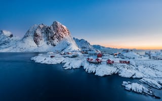 Картинка закат, Норвегия, горы, арктика, пейзажи, скалы