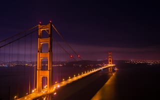 Картинка свет, мост, рассвет, золотые ворота, освещения, башня, Сан-Франциско, вечер, ориентир, ночь, уличное освещение, темнота, сумрак, городской пейзаж, город
