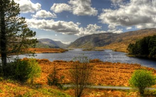 Картинка ирландия, заповедник, осень, озеро, пейзаж, glenveagh, пейзажи
