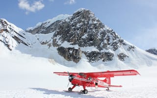 Картинка самолет, авиация, горы, пейзаж