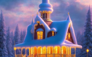 Картинка дом, зима, бесплатные фотографии, окна, природа, рассвает, утро, небо