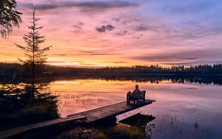 Картинка Finland, деревья, озеро, сумерки, отражение, лес, небо, природа, закат, пейзаж