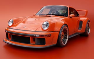 Картинка 2023, оранжевая машина, спортивный автомобиль, порш, тюнинг, Singer 911 DLS Turbo Track, оранжевый, машины