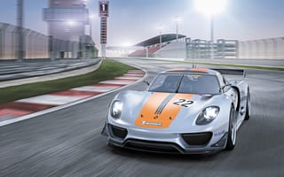 Картинка порш 918, скоростная трасса, машины, Porsche, спорт