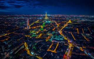 Картинка ночь, город, Eiffel tower
