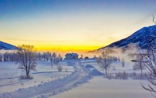 Картинка Лофотены, Норвегия, зима, закат