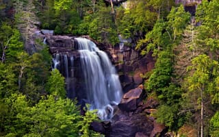 Картинка водопад, скалы, деревья, Северная Каролина