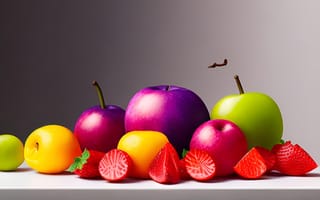 Картинка фрукты, яблоки, еда, цвет, свет, десерт, столешница, витамины, завтрак, вкусный, яркий
