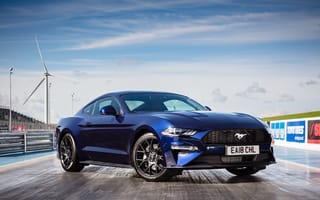 Картинка Ford Mustang, темно-синий, автомобили 2018 года, машины, мустанг
