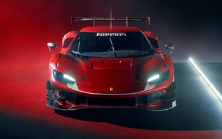 Картинка спортивный автомобиль, супер кар, машины, 2022, Ferrari 296 GT3, красная машина, неоновые
