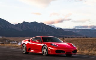 Картинка ferrari f430, красные суперкары, машины, пейзаж, горы