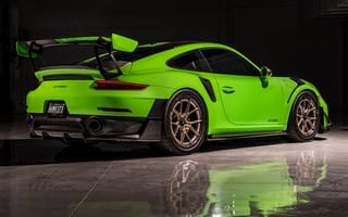 Картинка Porsche 991 GT2 RS, зеленая машина, спортивный автомобиль, бесплатные, отражение, машины