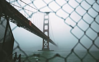 Картинка вода, океан, солнечный свет, туман, забор, свет, отражение, Сан-Франциско, мост, зима, город, погода, линия, бесплатные