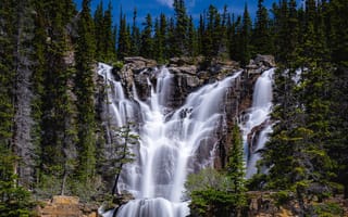 Картинка Канада, водопад, небо, деревья, камень, природа, рок, лес, бесплатные фотографии