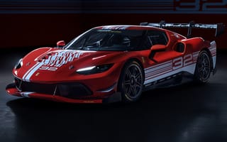 Картинка 2023, Ferrari 296 Challenge, гараж, гоночный автомобиль, суперкар, машины, красная машина
