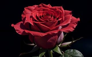 Картинка красная роза, цифровое искусство, темный, лепестки, цветы