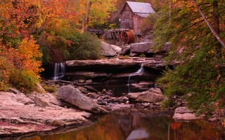 Картинка Glade Creek Grist Mill, мельница, West Virginia, осень