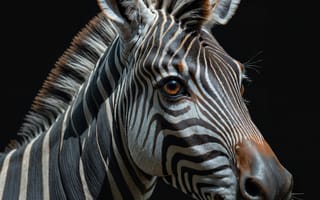 Картинка зебра, голова, портрет, рендеринг, цифровое искусство, темный