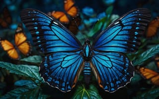 Картинка на открытом воздухе, крылья, голубая бабочка, бабочка, крылья бабочки, растение, размытый, цветы, жук, глубина резкости, лист, природа, животное, no humans