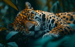 Картинка ягуара, цифровое искусство, кошки, животное, джунгли, природа, рендеринг