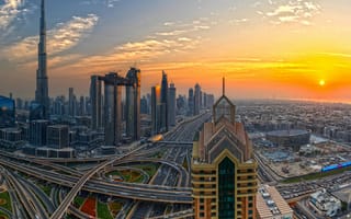 Картинка Дубай, город, закат