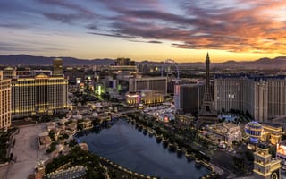 Картинка Лас-Вегас, Las Vegas, закат, штат Невада, США