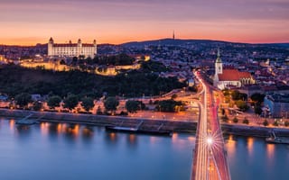 Картинка Братислава, Словакия, городской пейзаж, закат, город
