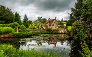 Картинка Великобритания, Замок Скотни, деревья, Кент, пейзаж, парк, сад, река