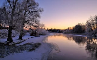 Картинка Швеция, Свартон, закат, зима