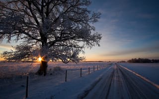 Картинка Эстергетланд, закат, зима, Швеция