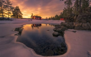 Картинка Норвегия, Скандинавия, закат, озеро