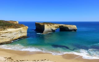 Картинка лондонский бант, географическая особенность, водоём, Австралия, мыс, возвышенный мыс, бухта, местность, пейзаж, ветровая волна, море, отпуск, островок, великая океанская дорога, рок, волна, формирование, рельеф местности, берег, материал, залив, пляж, стека, побережье, океан, скалы