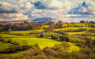 Картинка Южный Уэльс, поля, Великобритания, холмы