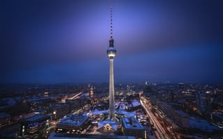Картинка Берлин, ночь, телебашня