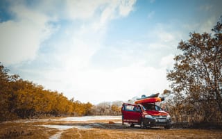 Картинка пейзаж, снег, путешествие, Volkswagen, езда по бездорожью, утро, небо, вождения, автомобиль, сельская местность, поездки, осень