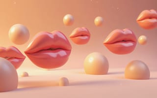 Картинка абстракция, картина, небо, губы человека