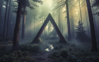Картинка лес, природа, погода, деревья, вода, туман, пейзаж