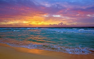 Картинка море, закат, пляж