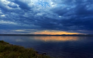 Картинка рассвет, озеро, небо, вода, утро