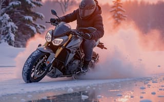 Картинка спорт, мотоцикл, зима, гонки
