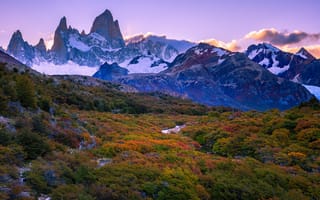 Картинка осень, горы, пейзаж, деревья, Аргентина, Лос-Гласиарес