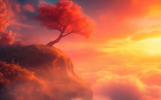 Картинка небо, природа, лес, трава, облака, листопад, погода, деревья, живые, горы