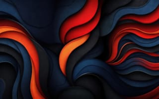 Картинка абстракция, узор, заставка, минимализм, ИИ, стихия, бархат, паттерн, контраст, 32:9, линии, рабочий стол, красный, арт, панорама, вода, слои, бумага, пламя, волны, 8k, рендеринг, полосы, многослойный, дизайн, огонь, синий, для двух мониторов, геометрия
