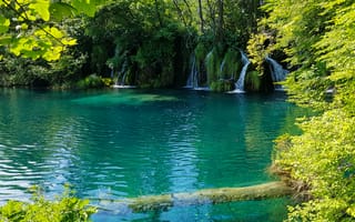 Картинка Плитвицкие озера, пейзаж, Хорватия, Plitvice Lakes national park, Croatia, Национальный парк Плитвицкие озера, водопад