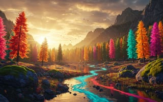 Картинка на открытом воздухе, небо, вода, трава, осень, осенние листья, река, горы, закат, облачное небо, птица, рок, дерево, природа, лист, без людей, облако, лес, пейзаж