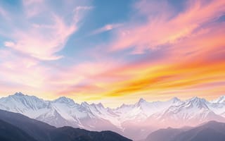 Картинка природа, горы, рассвет, облака, закат, небо, снег