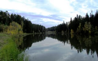 Картинка озеро, вечернее небо, Сибирь, природа, Таёжный лес